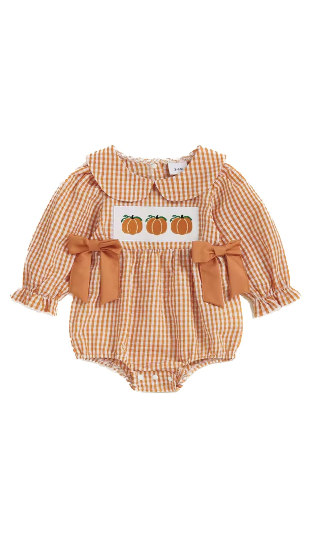 Gingham Pumpkin Romper - Pre Order