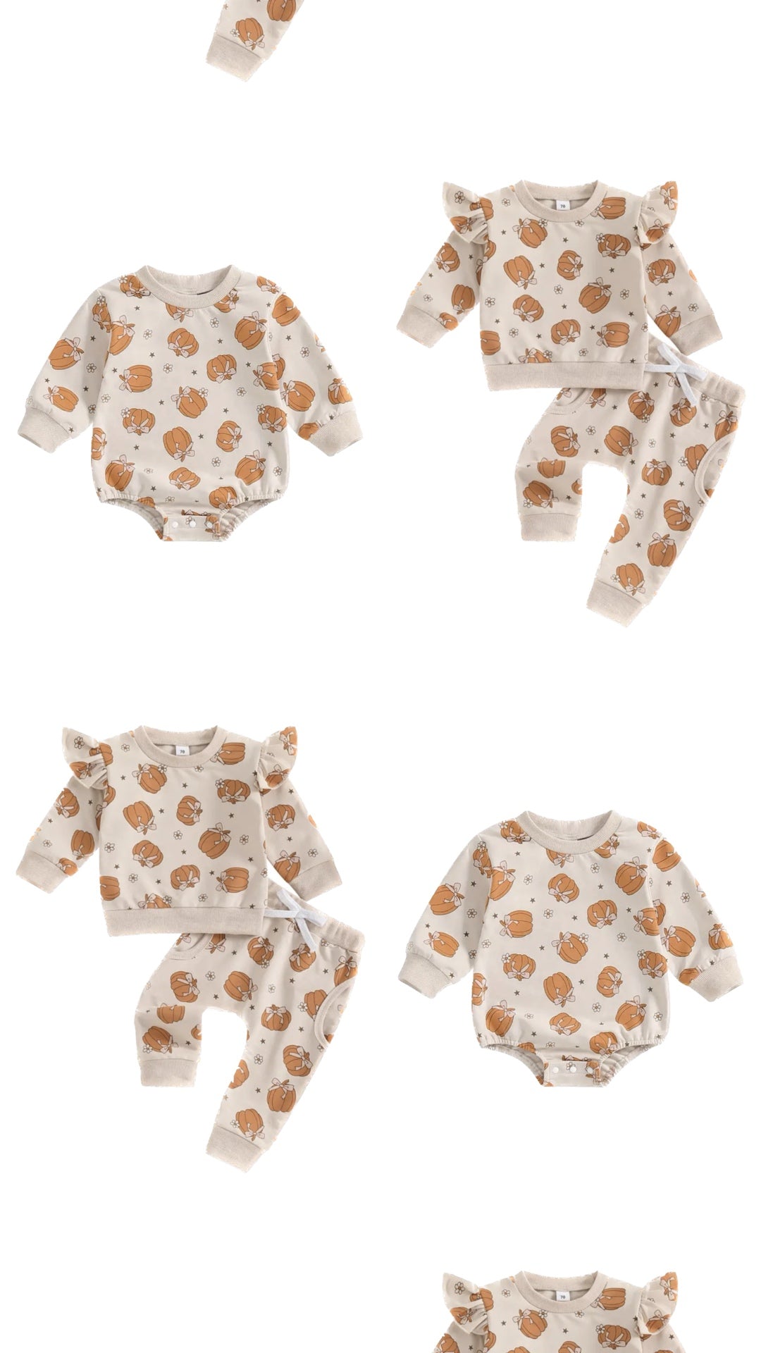 Pumpkin + Bow Set / Romper - Pre Order