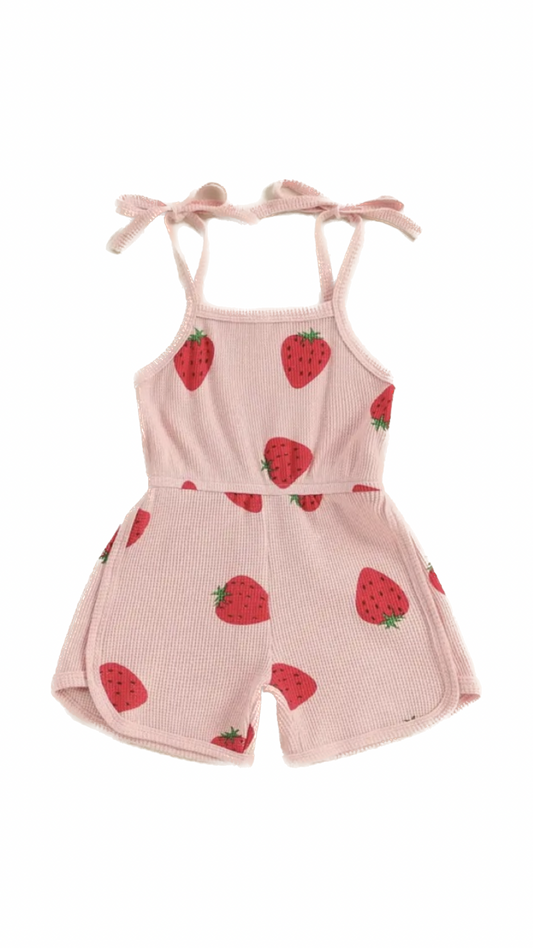 Strawberry Waffle Knit Romper