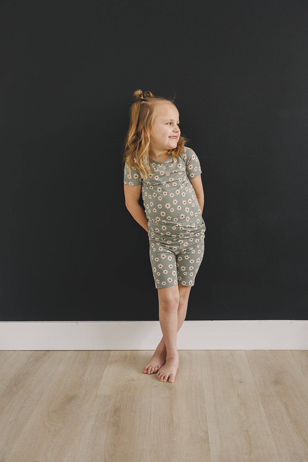 Light Green Daisy Bamboo Cozy Short Set