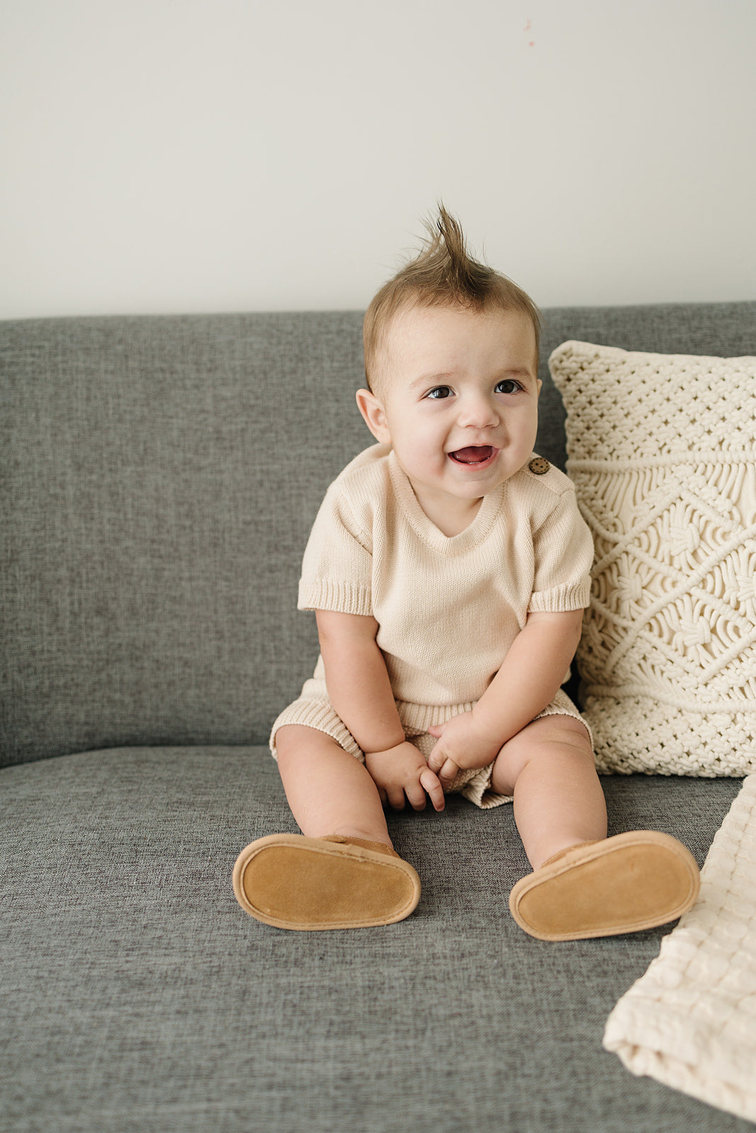 Vanilla Button Top + Short Knit Set