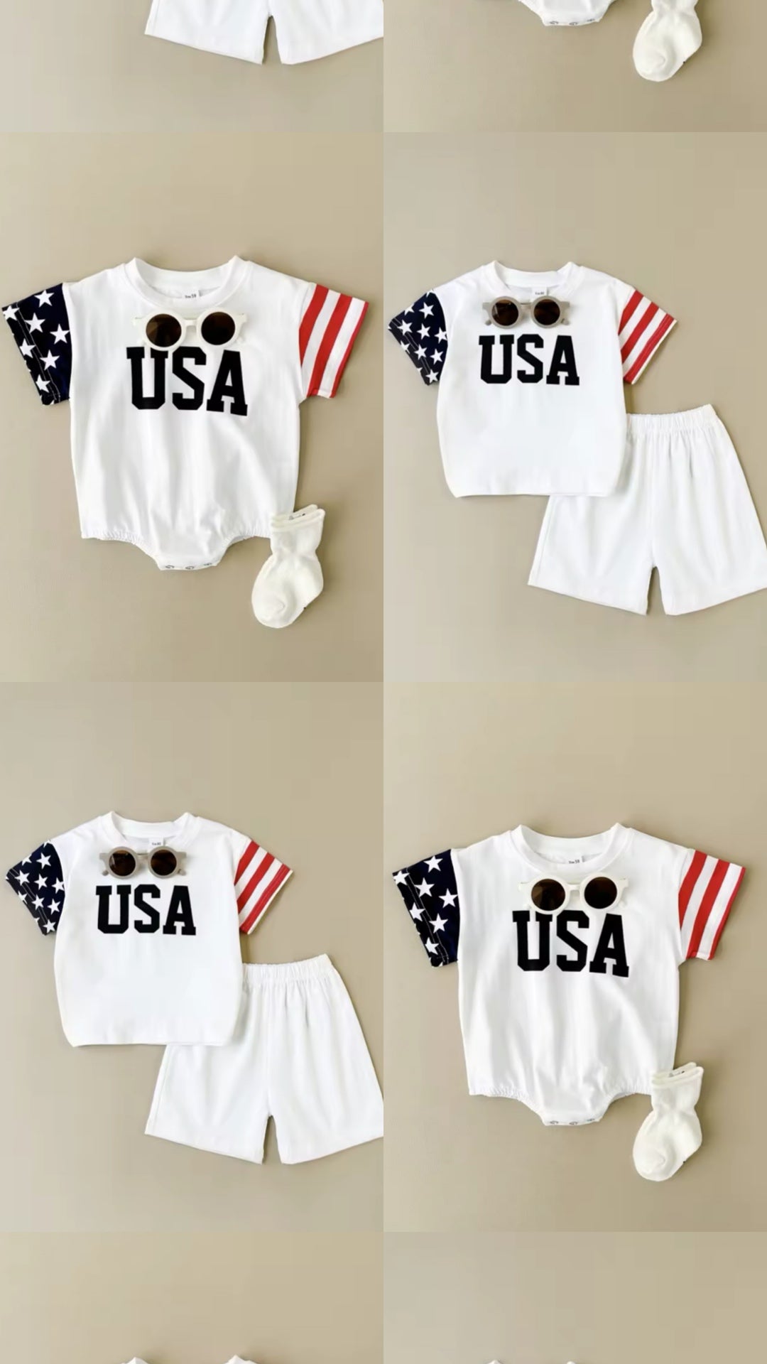 USA Stars + Stripes Romper + Set