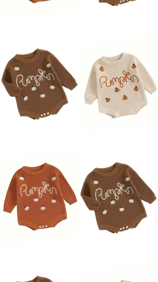 Pumpkin Sweater Romper - Pre Order