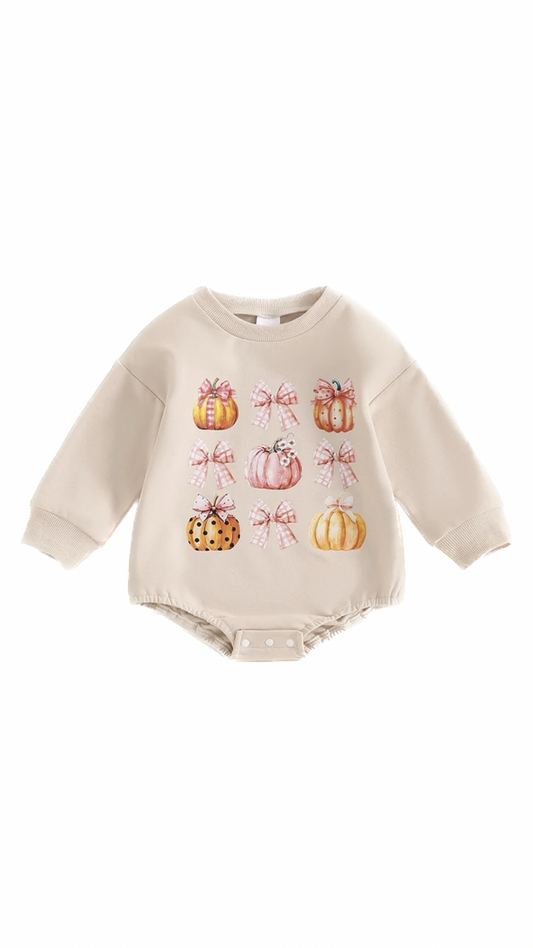 Pumpkin + Bows Romper - Pre Order