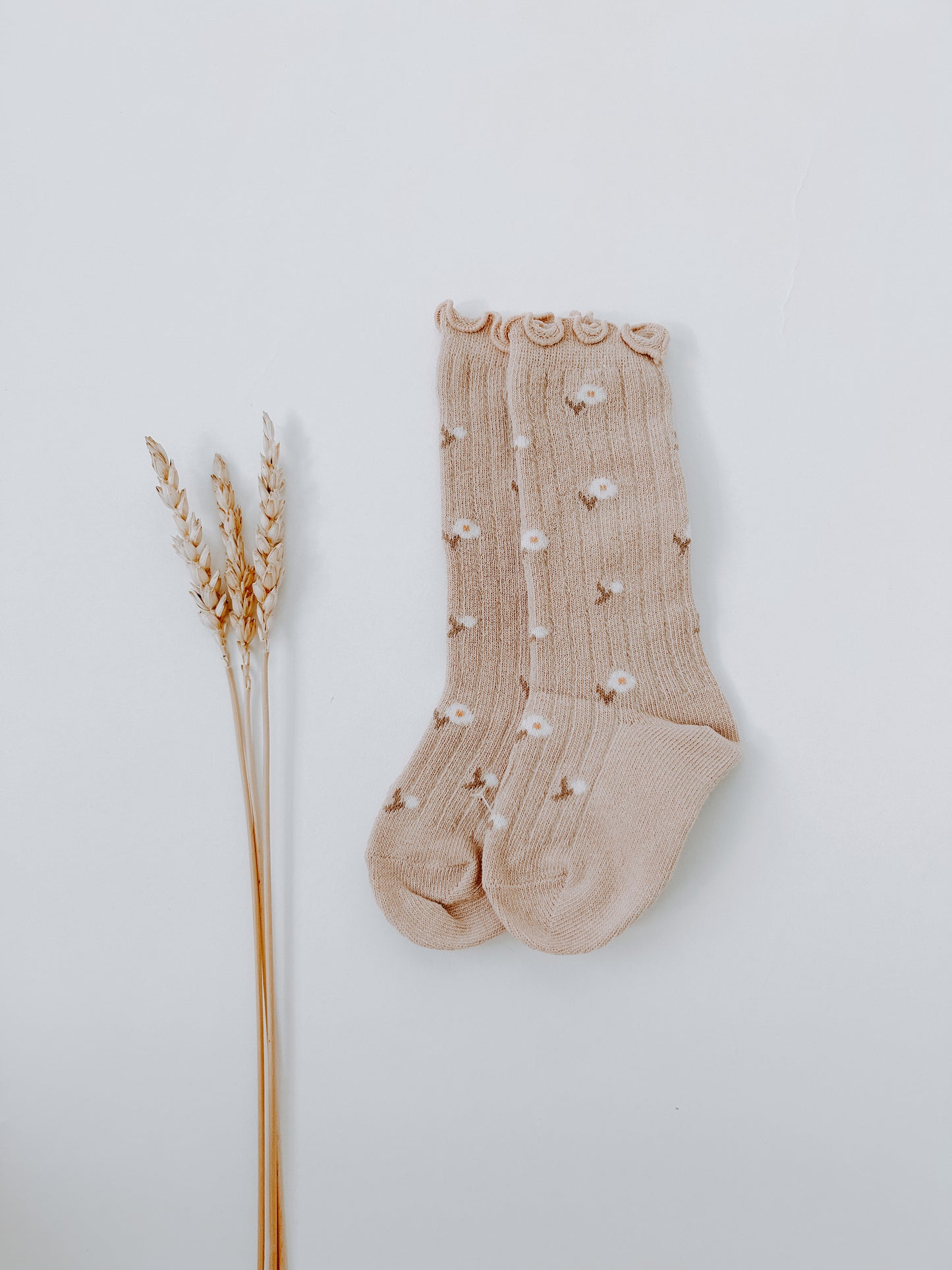 Floral Ribbed Crew Socks