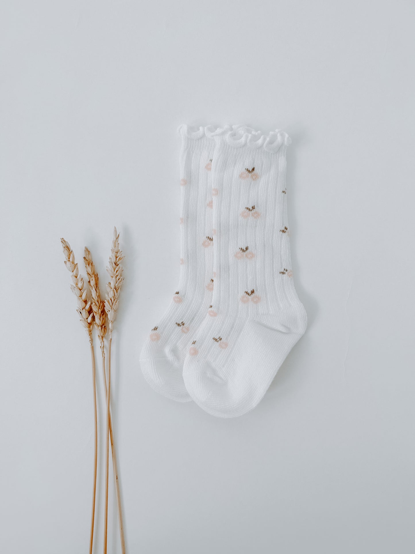 Floral Ribbed Crew Socks