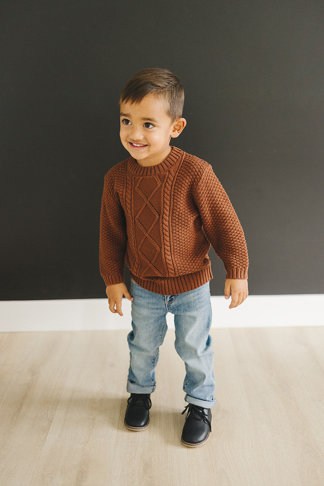 Dark Rust Cable Knit Sweater