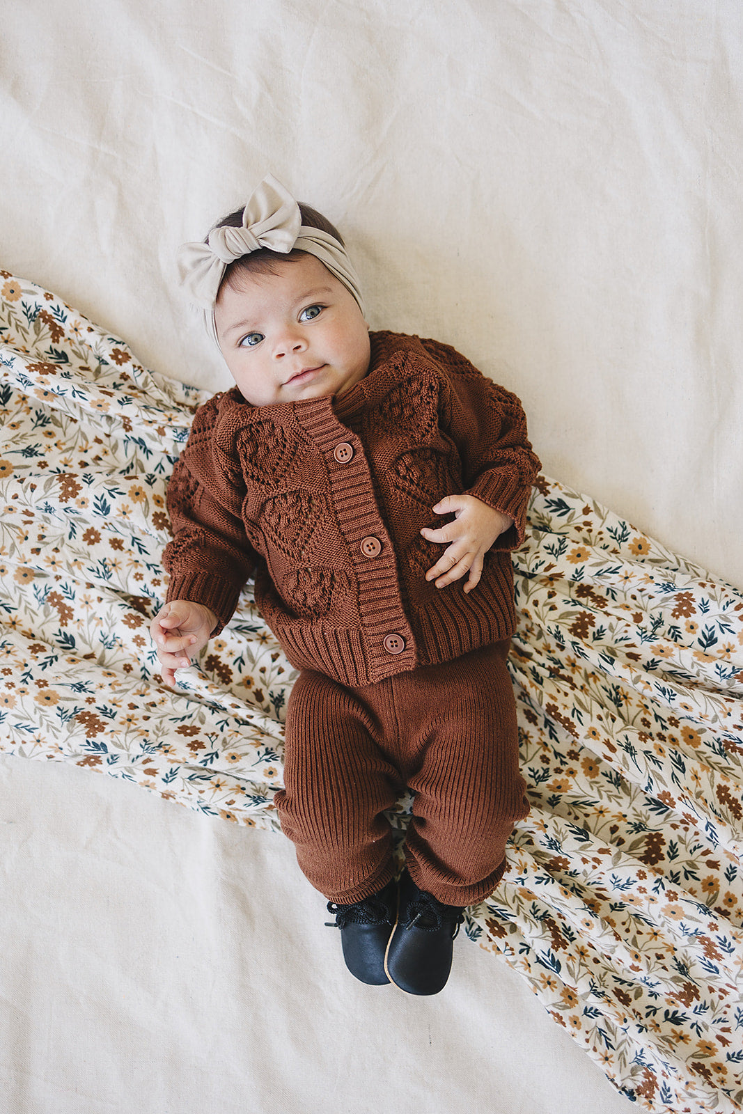 Dark Rust Cable Knit Cardigan