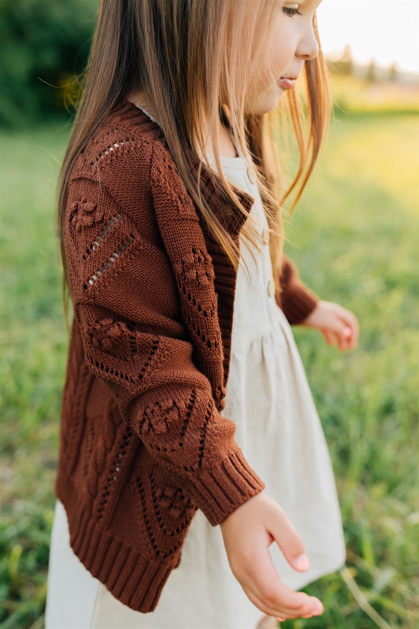 Dark Rust Cable Knit Cardigan