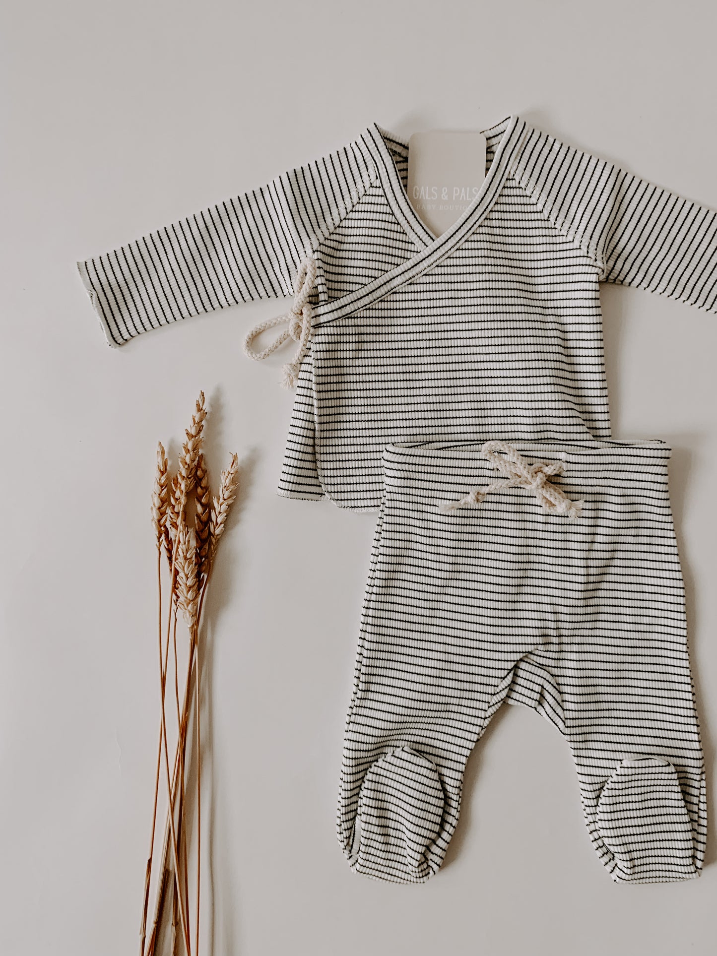 Iris White + Black Ribbed Layette Set